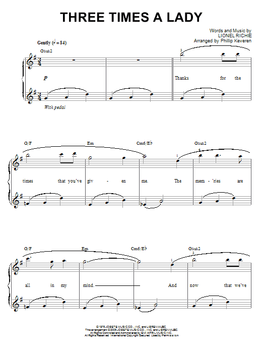 Product gallery: Page 1 of 1 Three Times A Lady (arr. Phillip Keveren), The Commodores