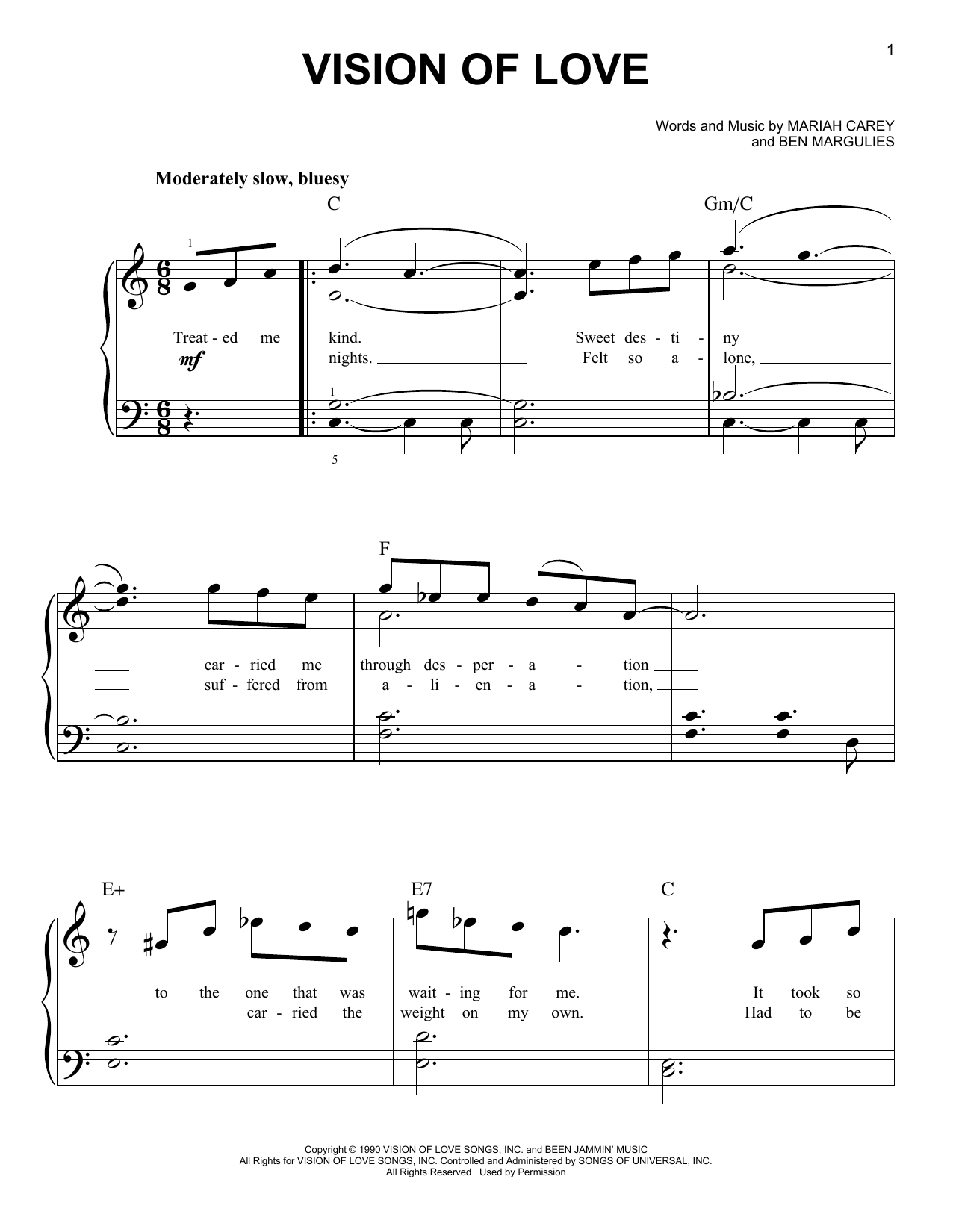 Produktgalerie: Seite 1 von 1 Vision Of Love, Mariah Carey, Klavier