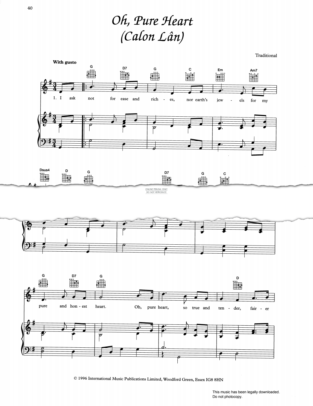 Product gallery: Page 1 of 1 Oh, Pure Heart (Calon Lân), Welsh Traditional