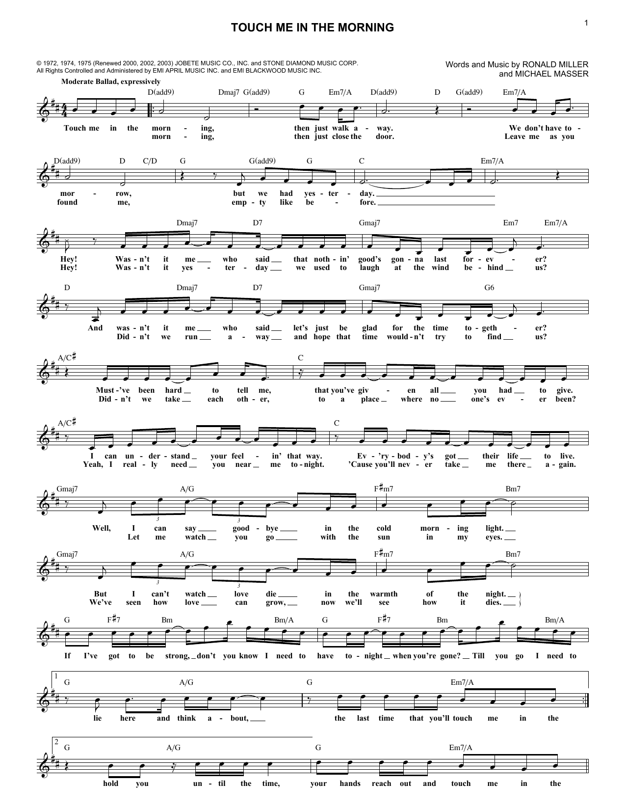 Produktgalerie: Seite 1 von 1 Touch Me In The Morning, Diana Ross, Melodieinstrument