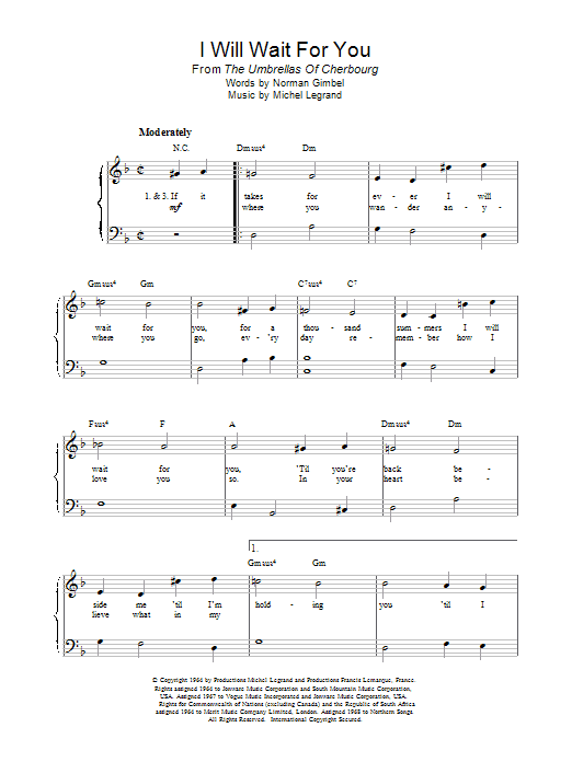 Product gallery: Page 1 of 1 I Will Wait For You, Michel Legrand