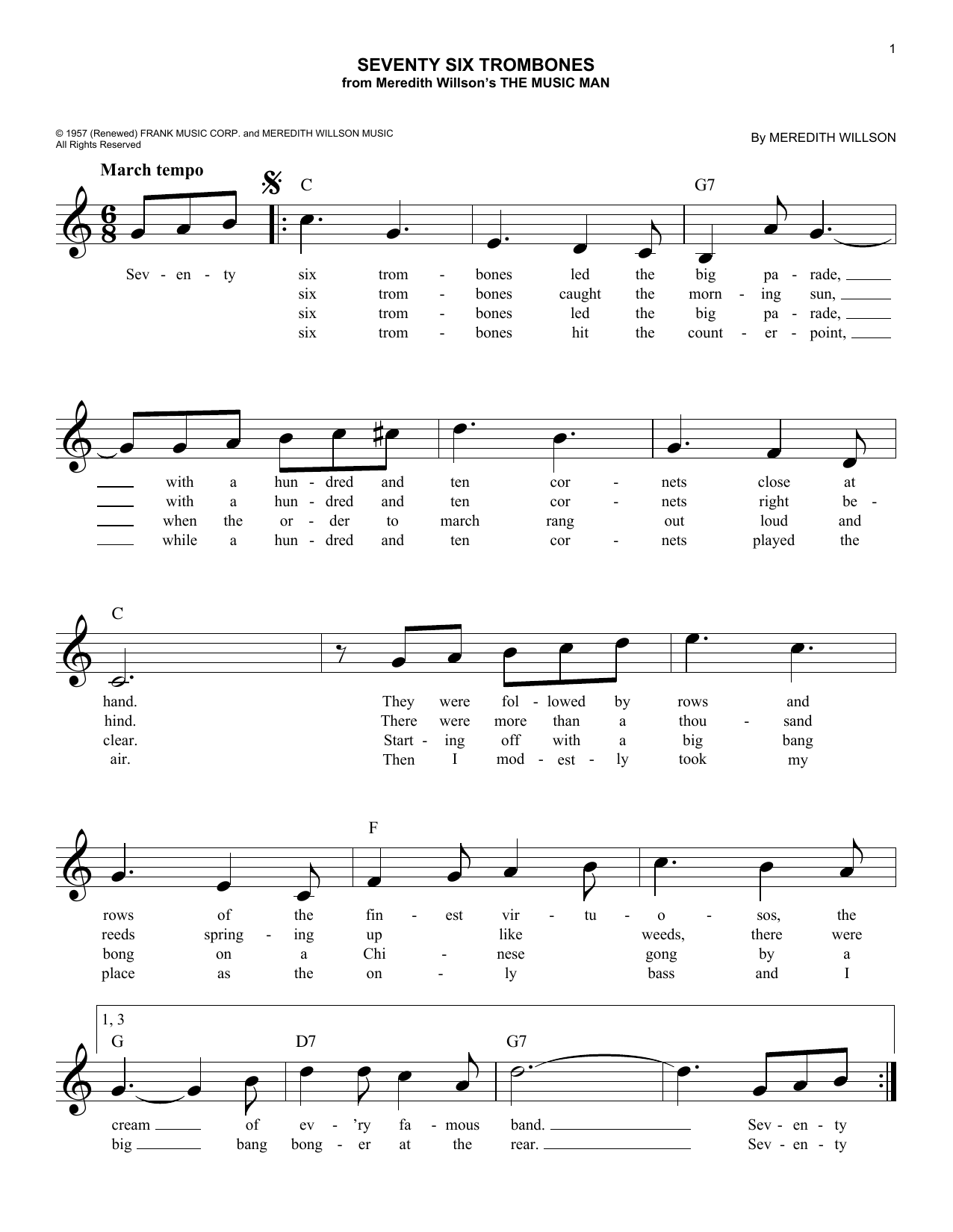 Product picture to: Seventy Six Trombones (from The Music Man)