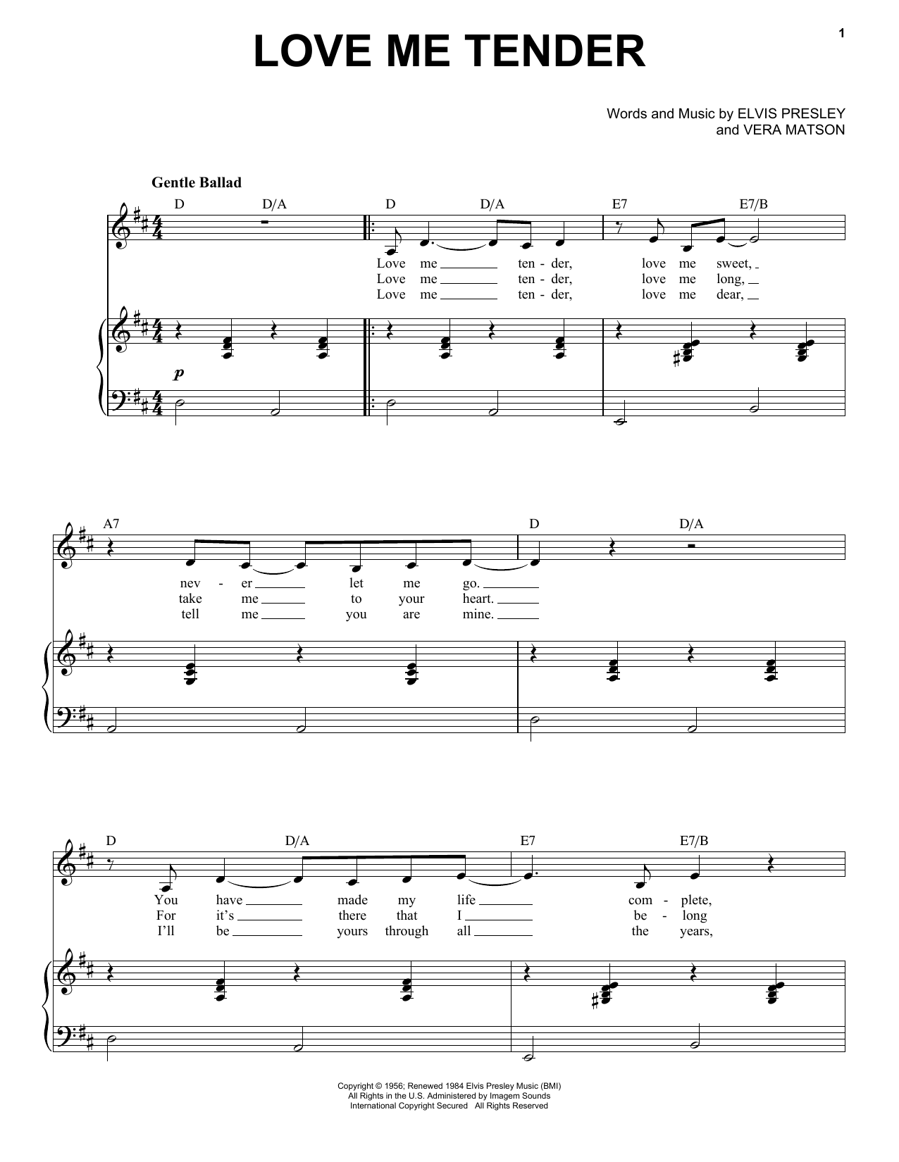 Produktgalerie: Seite 1 von 1 Love Me Tender, Elvis Presley, Gesang, Klavier