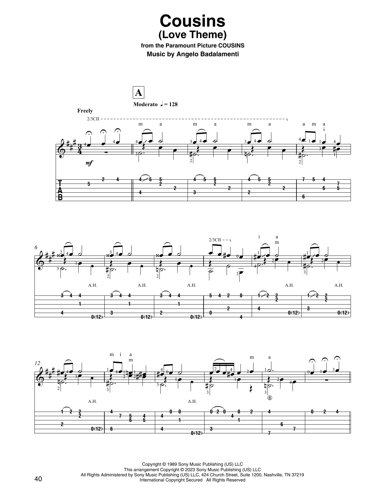 Produktbild zu: Cousins (Love Theme) (arr. David Jaggs)