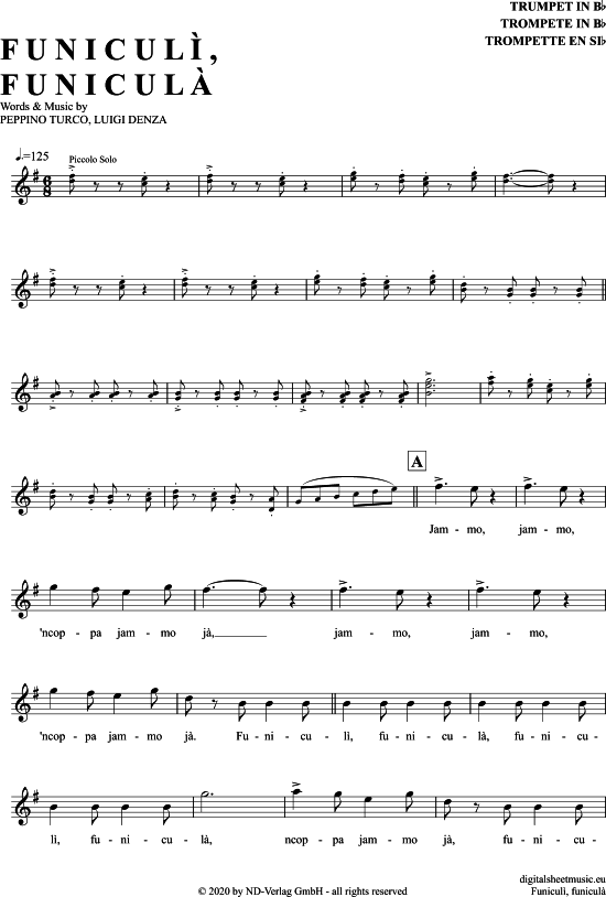 Produktgalerie: Seite 1 von 4 Funiculi Funicula , , Trompete in B
