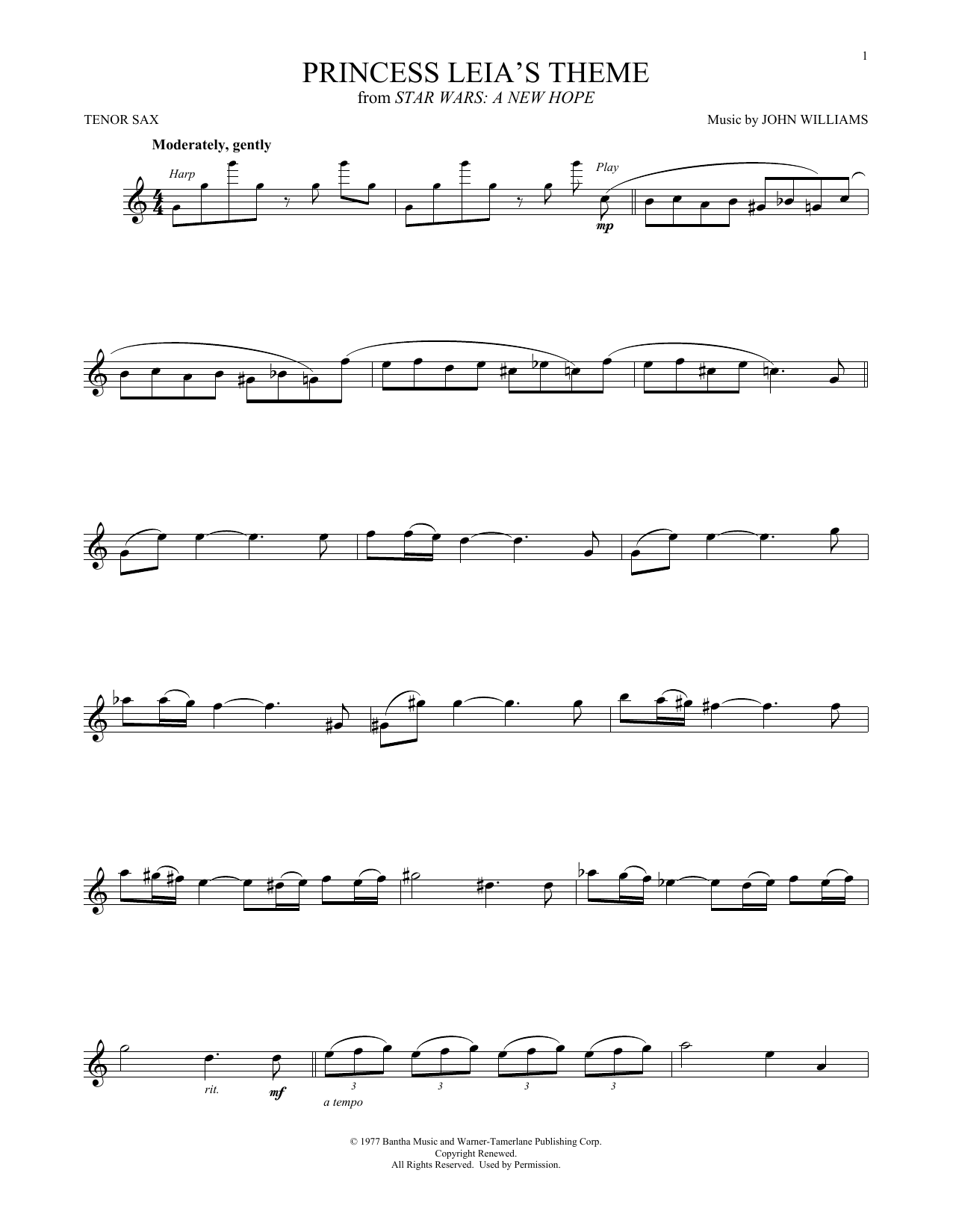 Product gallery: Page 1 of 1 Princess Leia's Theme (from Star Wars: A New Hope), John Williams