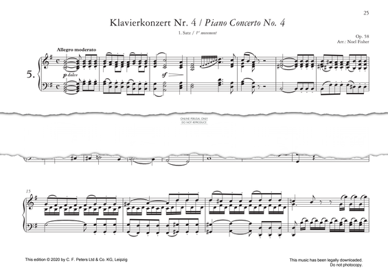 Produktgalerie: Seite 1 von 1 Piano Concerto No. 4 in G major, Op. 58, 1st movement, Ludwig van Beethoven, Klavier