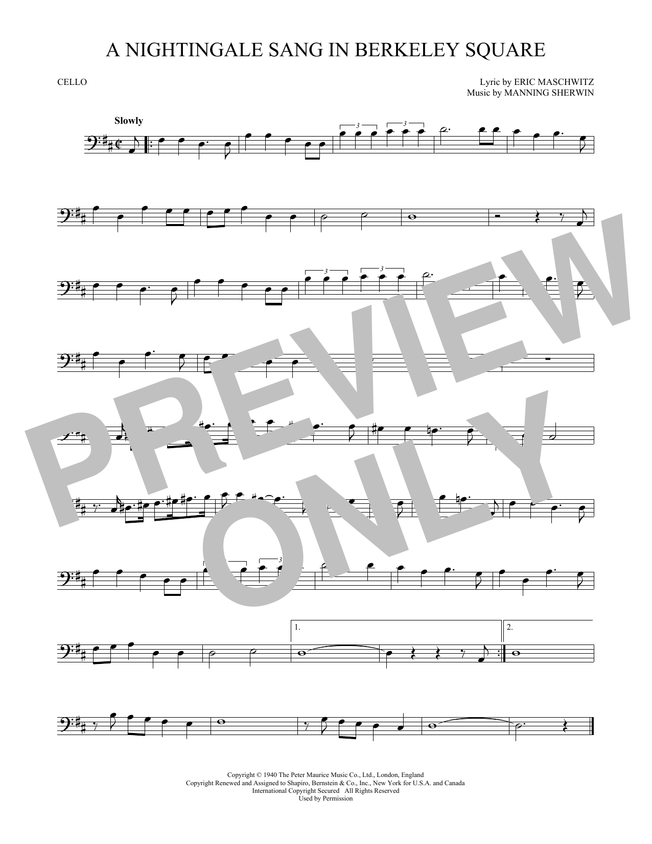 Produktgalerie: Seite 1 von 1 A Nightingale Sang In Berkeley Square, Manning Sherwin, Violoncello
