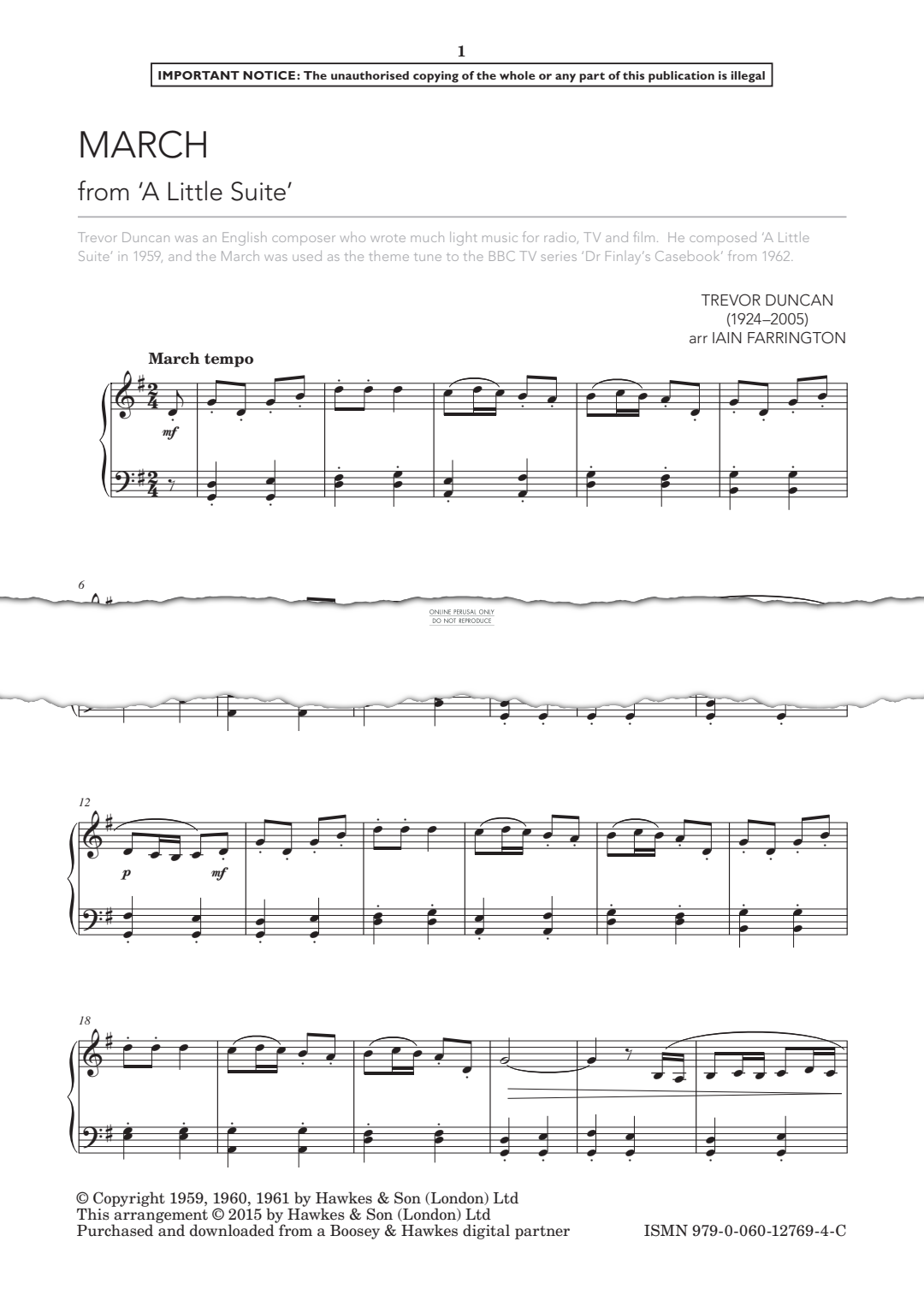 Produktgalerie: Seite 1 von 1 March from ‘A Little Suite', Trevor Duncan, Klavier