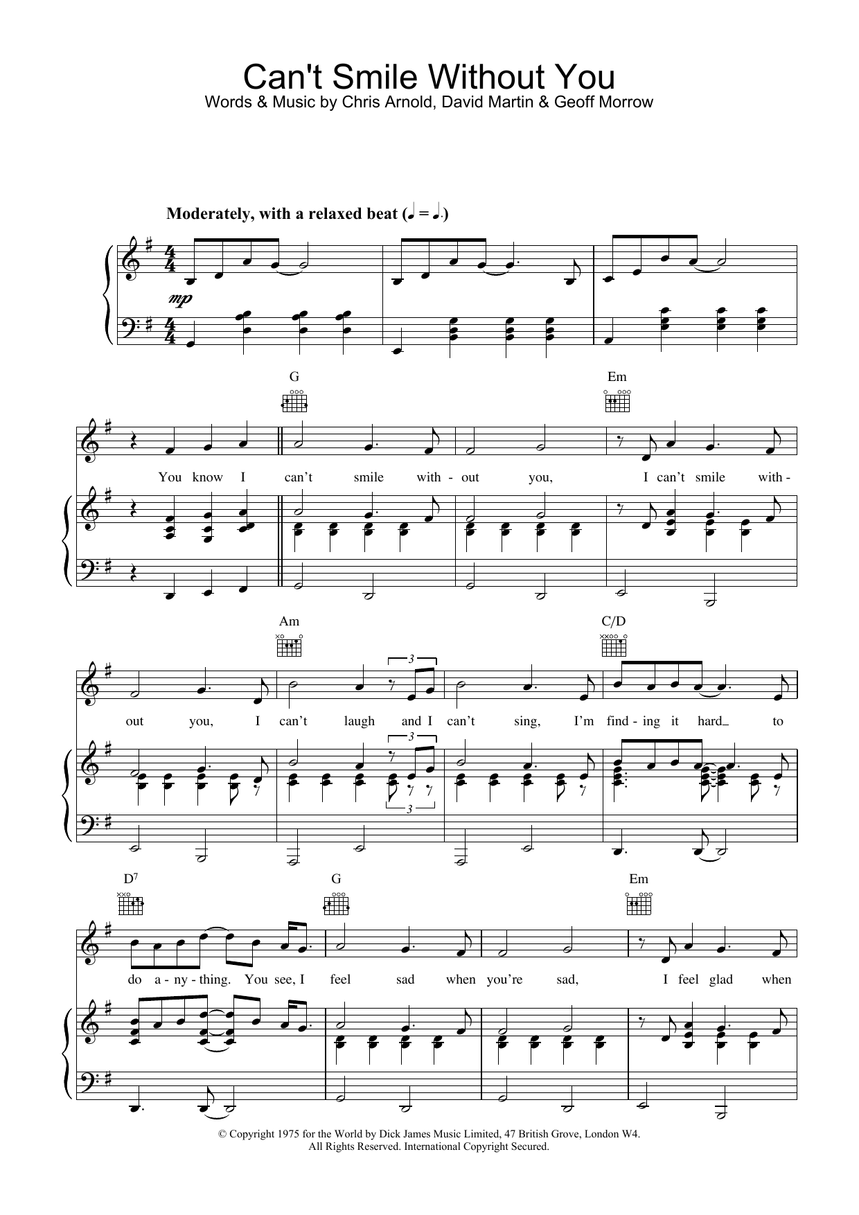 Produktgalerie: Seite 1 von 1 Can't Smile Without You, Barry Manilow, Gesang, Gitarre, Klavier