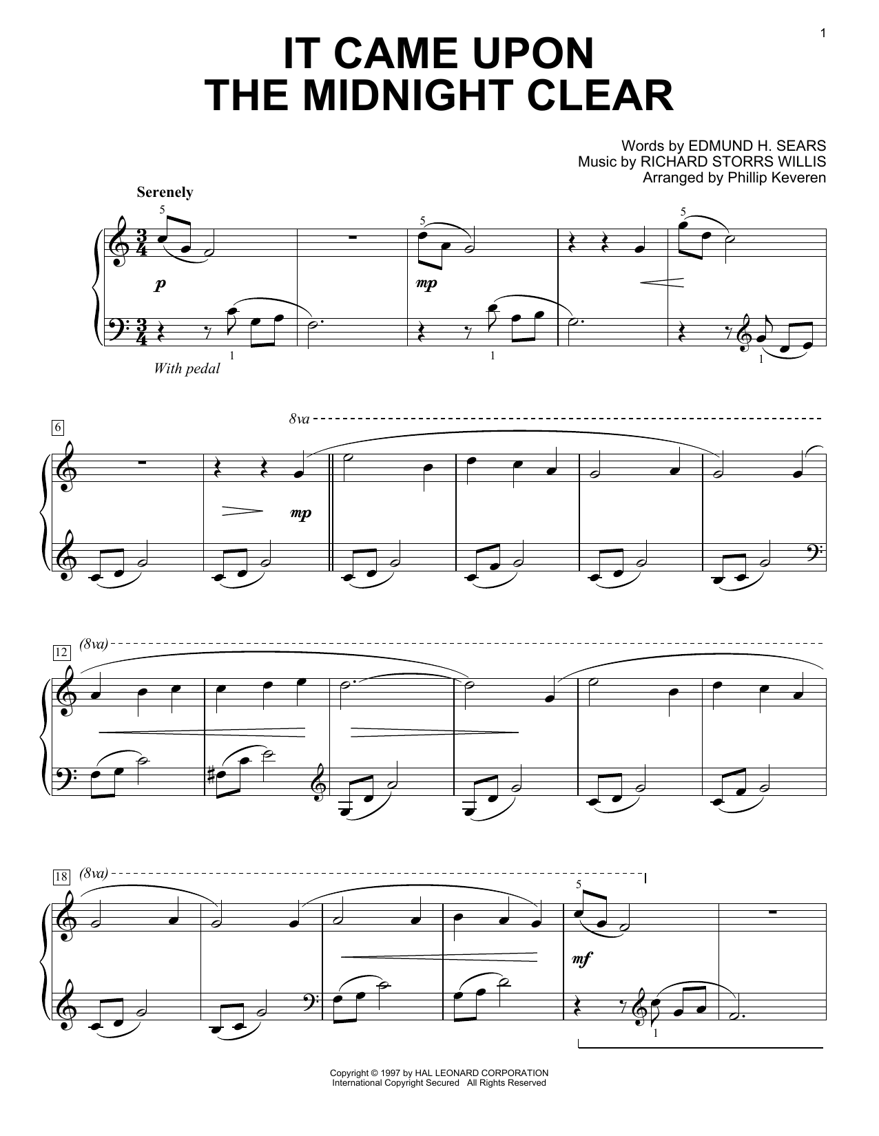 Produktgalerie: Seite 1 von 1 It Came Upon The Midnight Clear (arr. Phillip Keveren), Edmund Hamilton Sears, Klavier