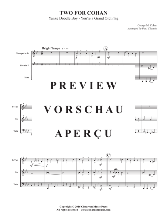 Produktgalerie: Seite 3 von 13 Two for Cohan , , (Blechbläser Trio für Trompete in B, Horn in F oder Posaune + Tuba)