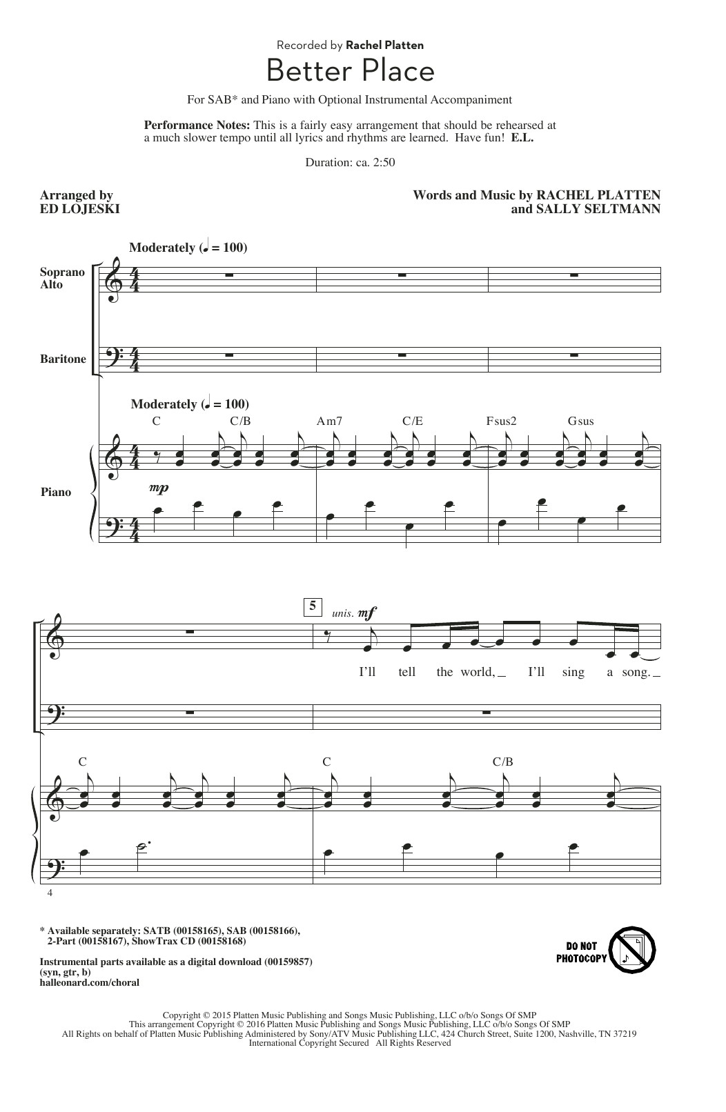 Produktbild zu: Better Place (arr. Ed Lojeski)