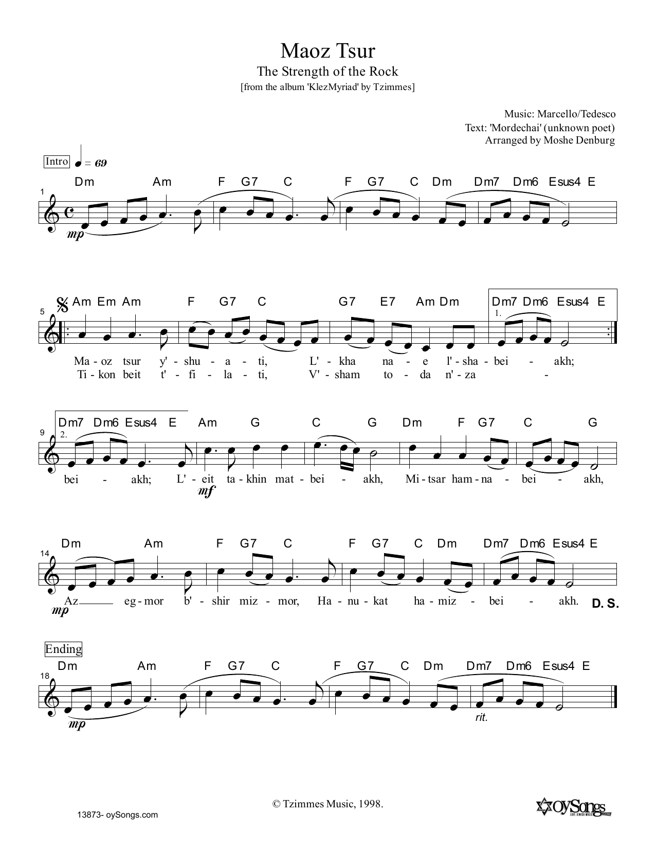 Produktgalerie: Seite 1 von 1 Maoz Tsur, Moshe Denburg, Melodieinstrument