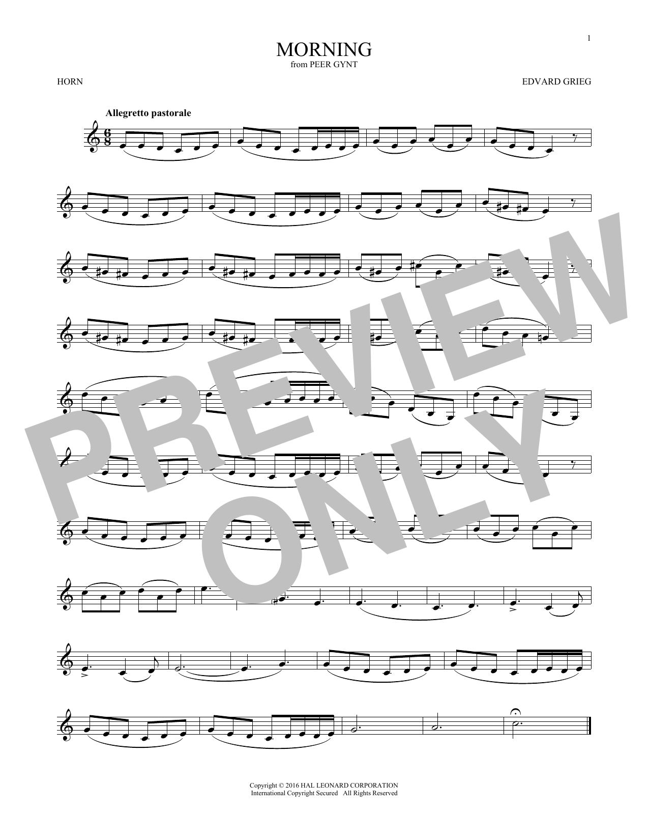 Produktgalerie: Seite 1 von 1 Morning (from Peer Gynt), Edvard Grieg, Horn