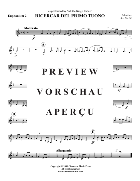 Product gallery: Page 7 of 9 Ricercar del primo tuono , , (Tuba Quartet: 2x Baritone, 2xTuba)