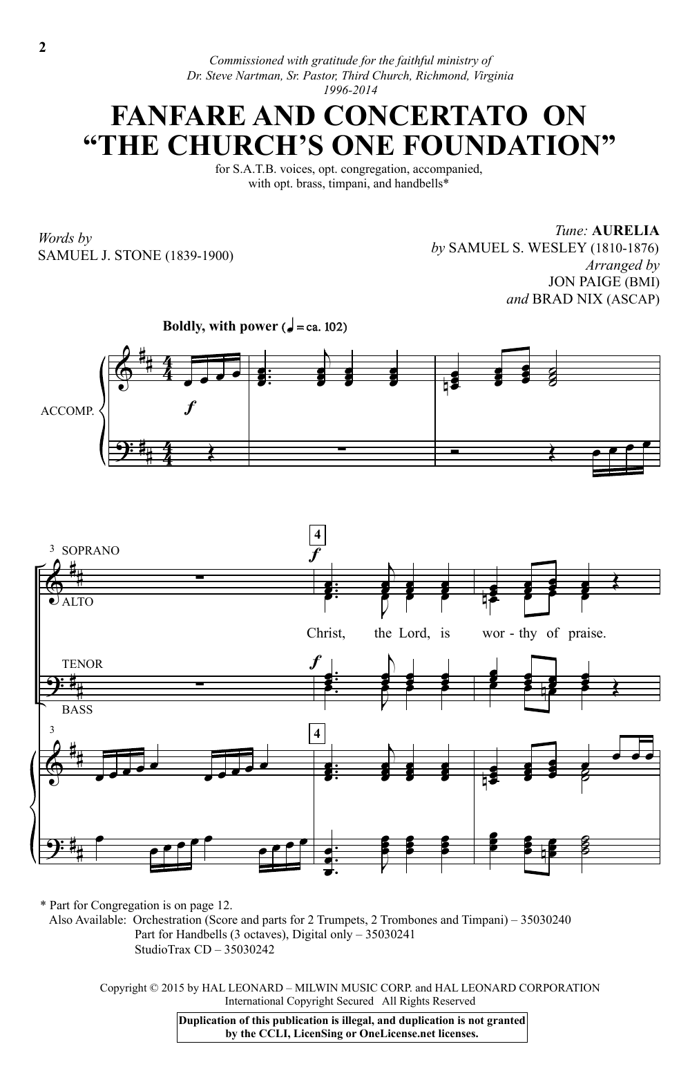 Produktbild zu: Fanfare and Concertato on "The Church's One Foundation"