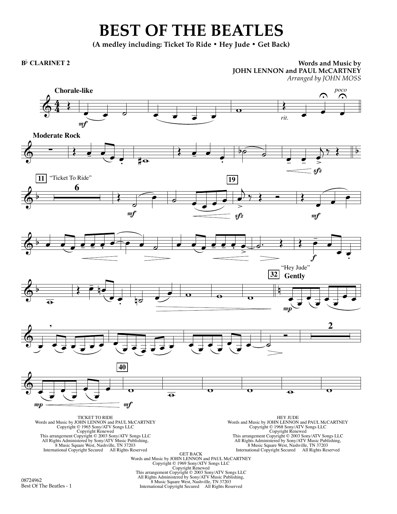 Produktgalerie: Seite 1 von 1 Best of the Beatles - Bb Clarinet 2, John Moss, Ensemble