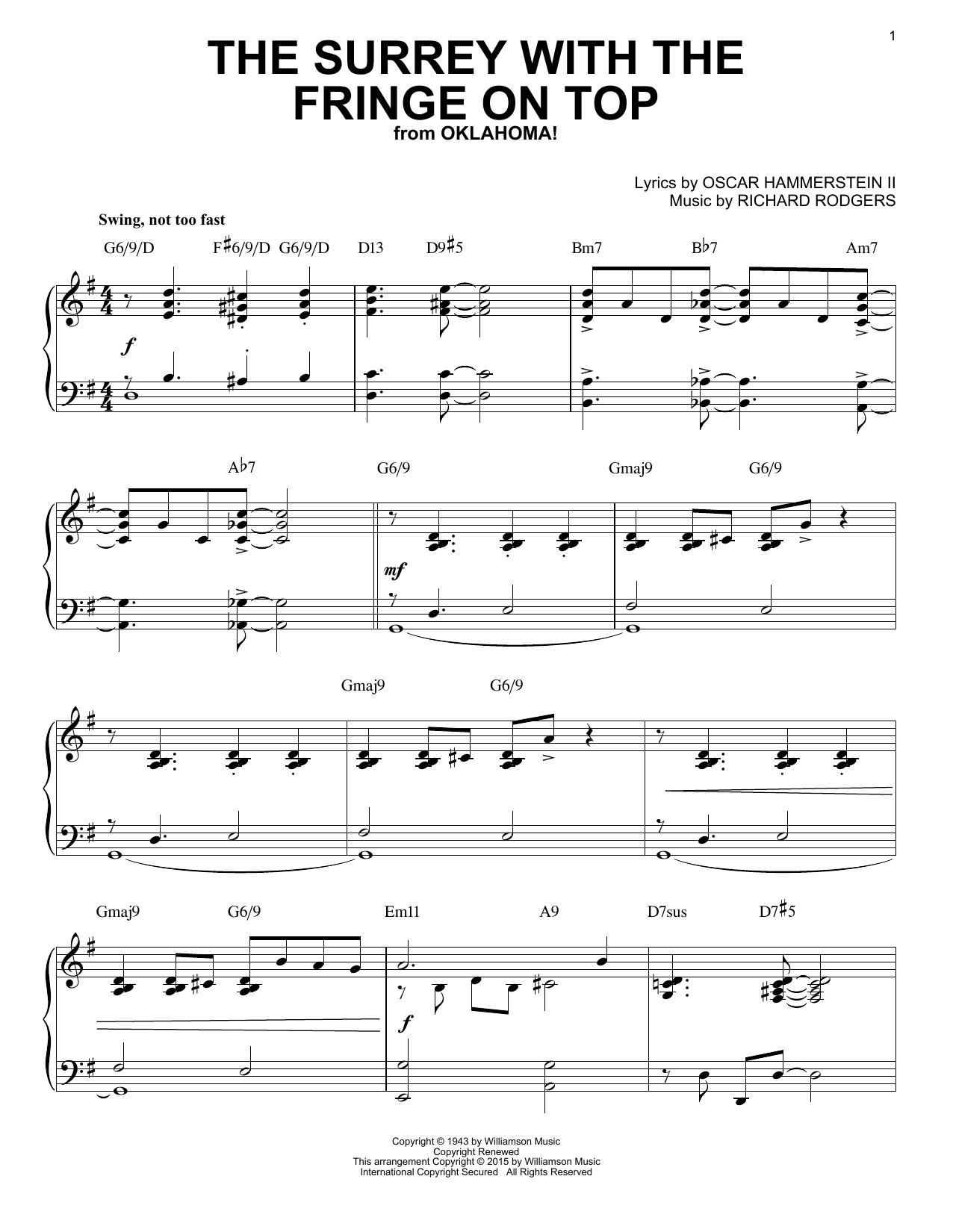 Product picture to: The Surrey With The Fringe On Top [Jazz version] (from Oklahoma!) (arr. Brent Edstrom)