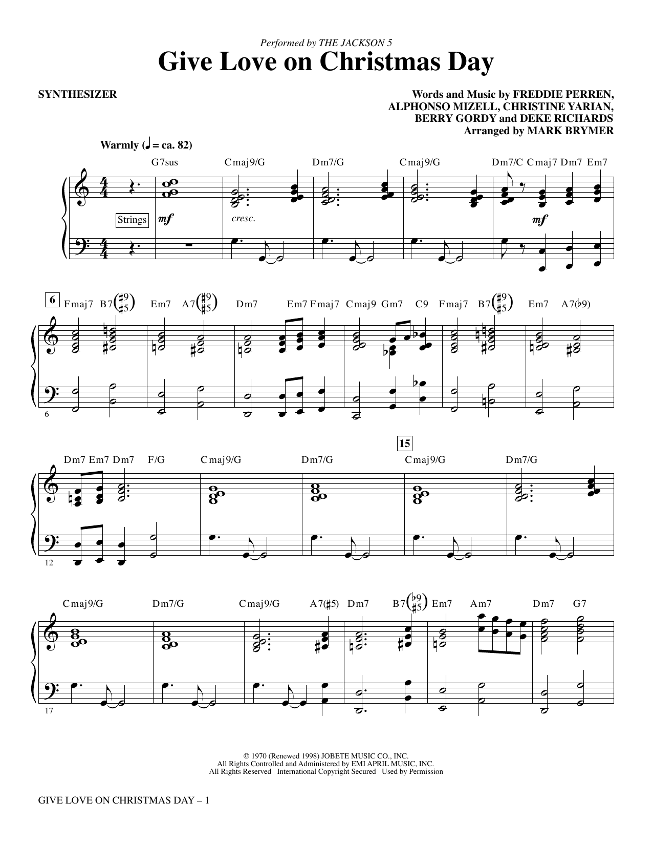 Product picture to: Give Love on Christmas Day (arr. Mark Brymer) - Synthesizer