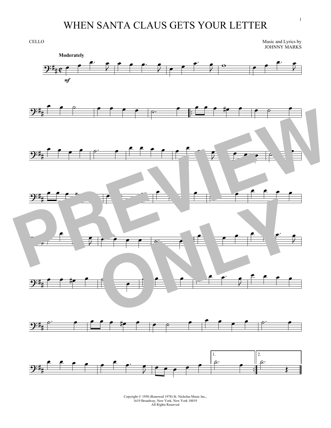 Produktgalerie: Seite 1 von 1 When Santa Claus Gets Your Letter, Johnny Marks, Violoncello