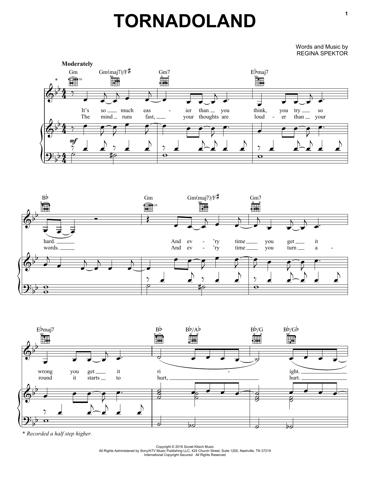 Produktgalerie: Seite 1 von 1 Tornadoland, Regina Spektor, Gesang, Gitarre, Klavier