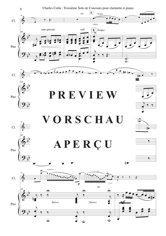 Product gallery: Page 7 of 19 Solo de Concours no. 3, opus 40 , , (clarinet in Bb + piano)