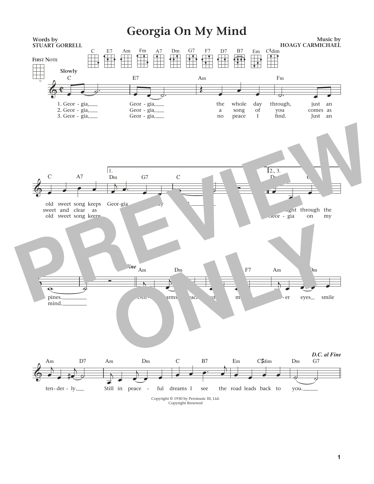 Product gallery: Page 1 of 1 Georgia On My Mind (from The Daily Ukulele) (arr. Liz and Jim Beloff), Hoagy Carmichael