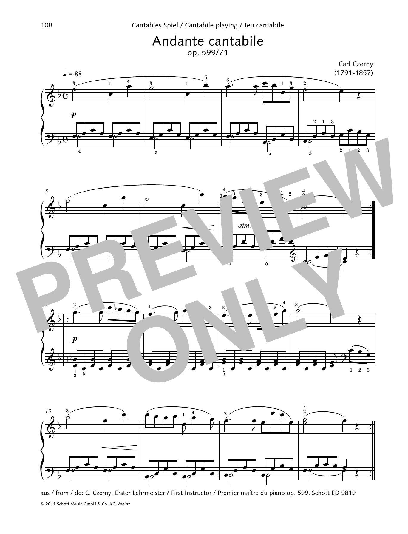 Product gallery: Page 1 of 1 Andante Cantabile, Carl Czerny