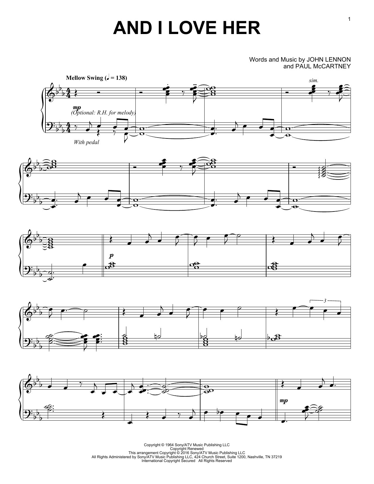 Product gallery: Page 1 of 1 And I Love Her [Jazz version], The Beatles