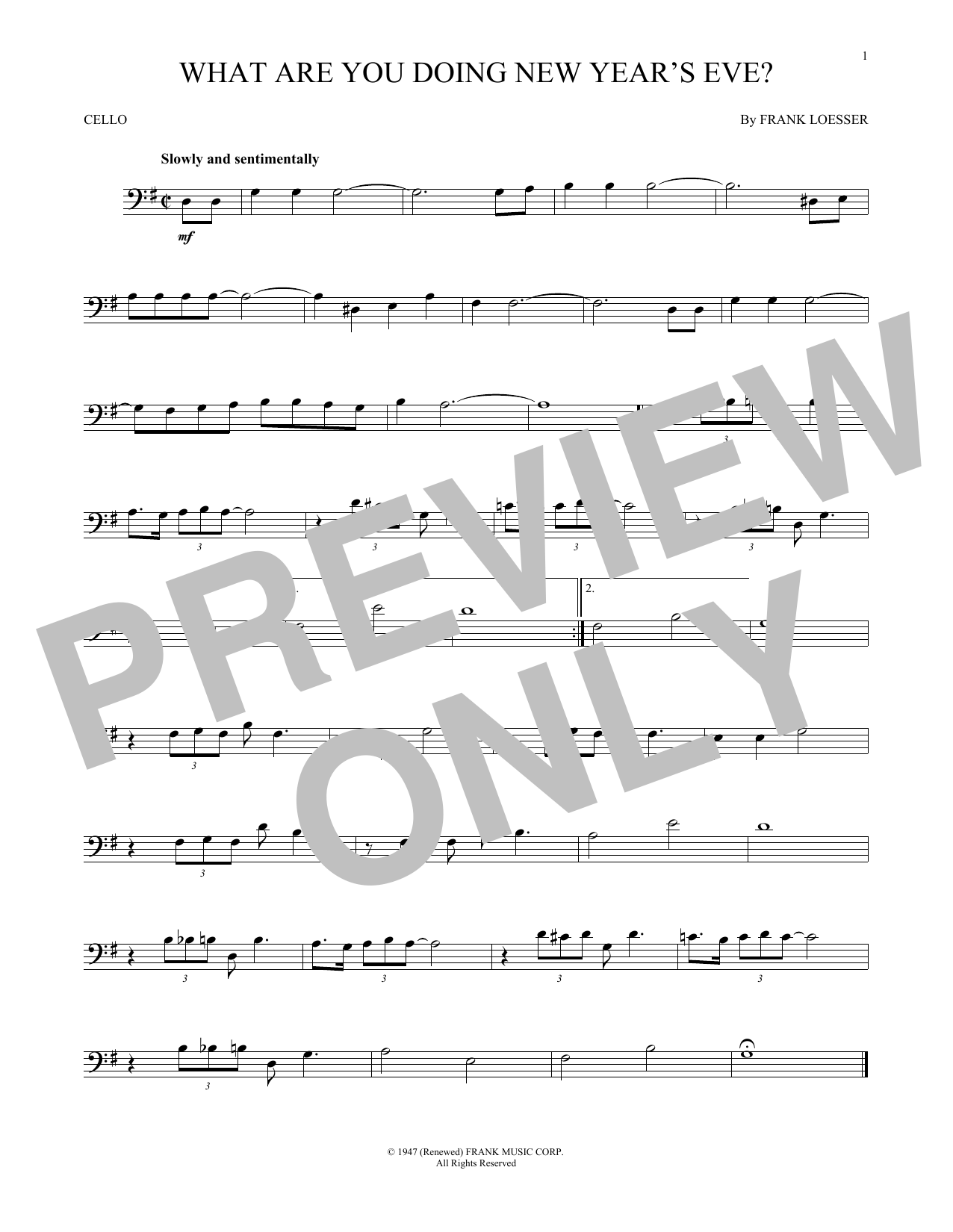 Produktgalerie: Seite 1 von 1 What Are You Doing New Year's Eve?, Frank Loesser, Violoncello