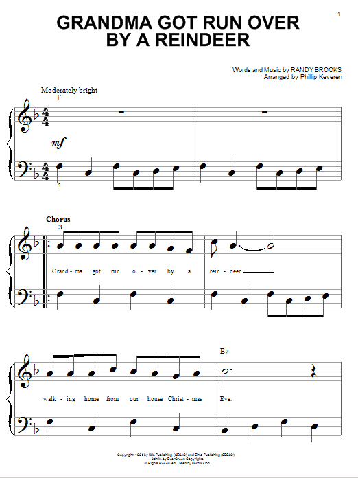 Product gallery: Page 1 of 1 Grandma Got Run Over By A Reindeer (arr. Phillip Keveren), Randy Brooks