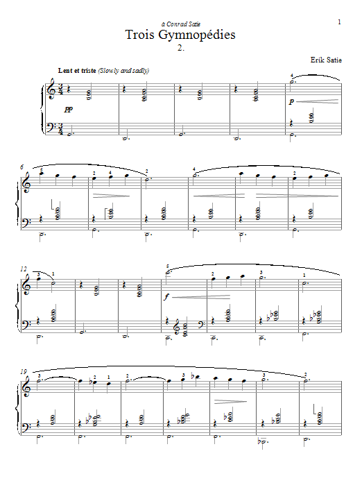 Product gallery: Page 1 of 1 Gymnopedie No. 2, Erik Satie