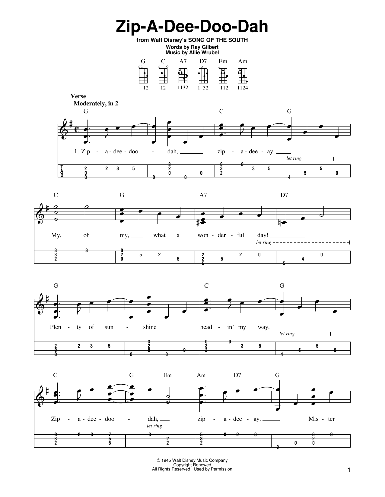Produktbild zu: Zip-A-Dee-Doo-Dah (from Song Of The South)