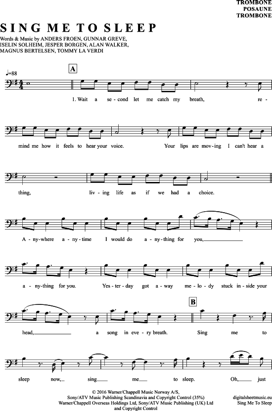 Product gallery: Page 1 of 4 Sing Me To Sleep , Walker, Alan, (Posaune / Bariton)