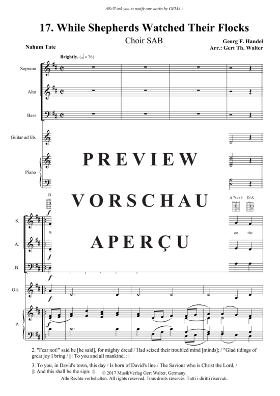 Produktgalerie: Seite 2 von 3 While Shepherds Watched Their Flocks , , (Gemischter Chor SAB, Gitarre + Klavier)