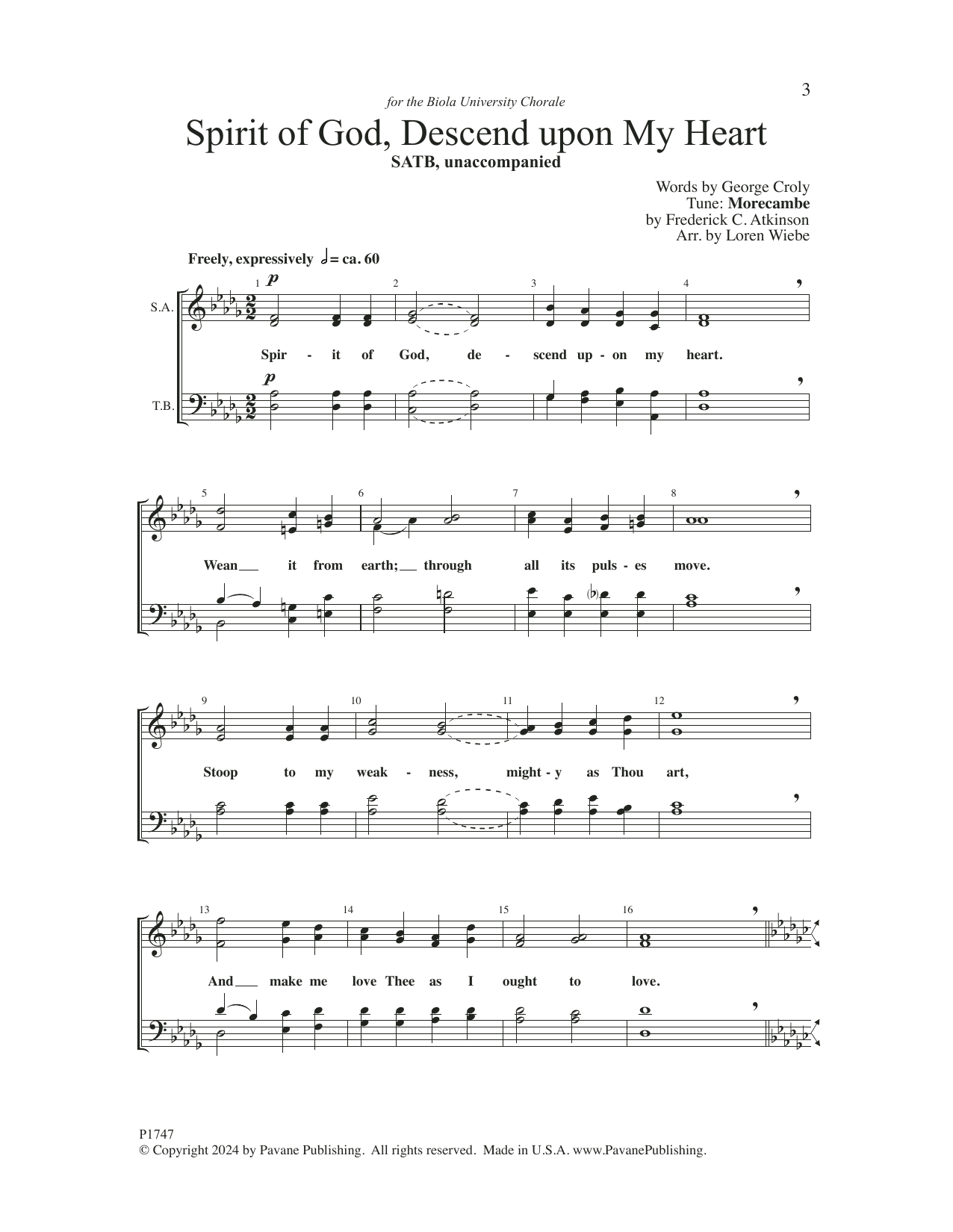 Produktgalerie: Seite 1 von 1 Spirit of God, Descend upon My Heart (arr. Loren Wiebe), FREDERICK C. ATKINSON, Chor
