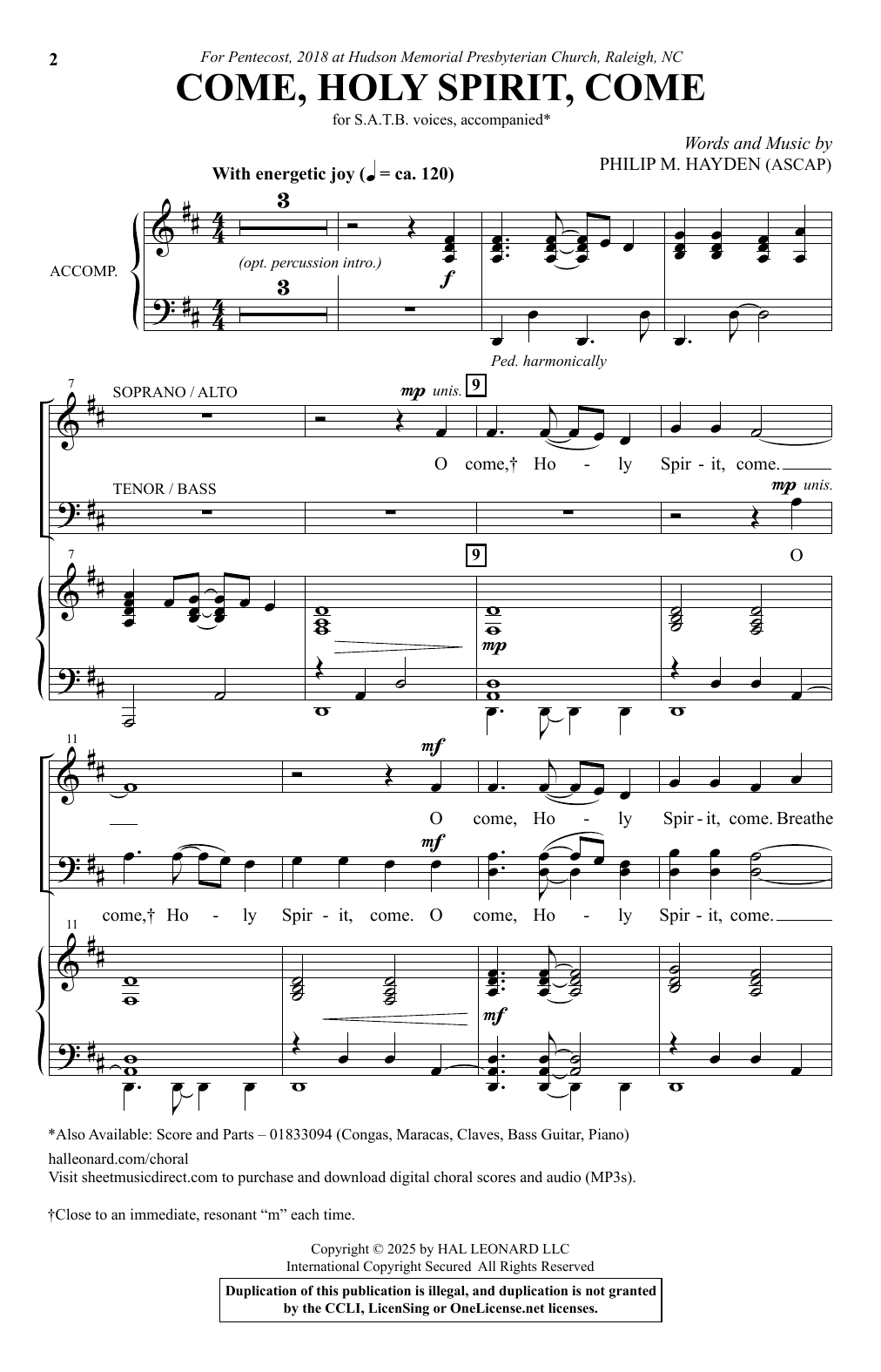 Produktgalerie: Seite 1 von 1 Come, Holy Spirit, Come, Philip M. Hayden, Chor