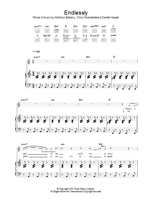 Produktgalerie: Seite 1 von 1 Endlessly, Muse, Gesang, Gitarre, Klavier