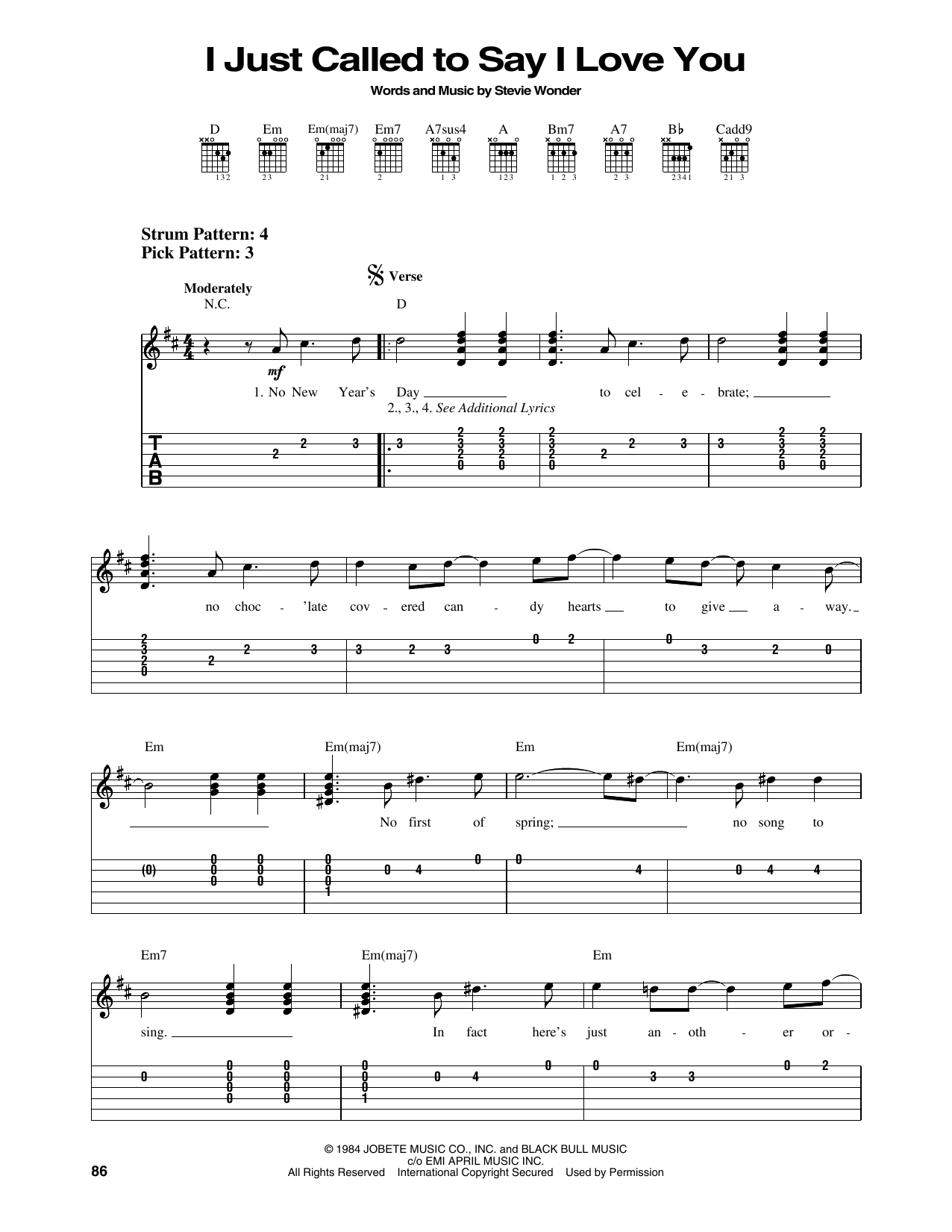 Produktgalerie: Seite 1 von 1 I Just Called To Say I Love You, Stevie Wonder, Gitarre