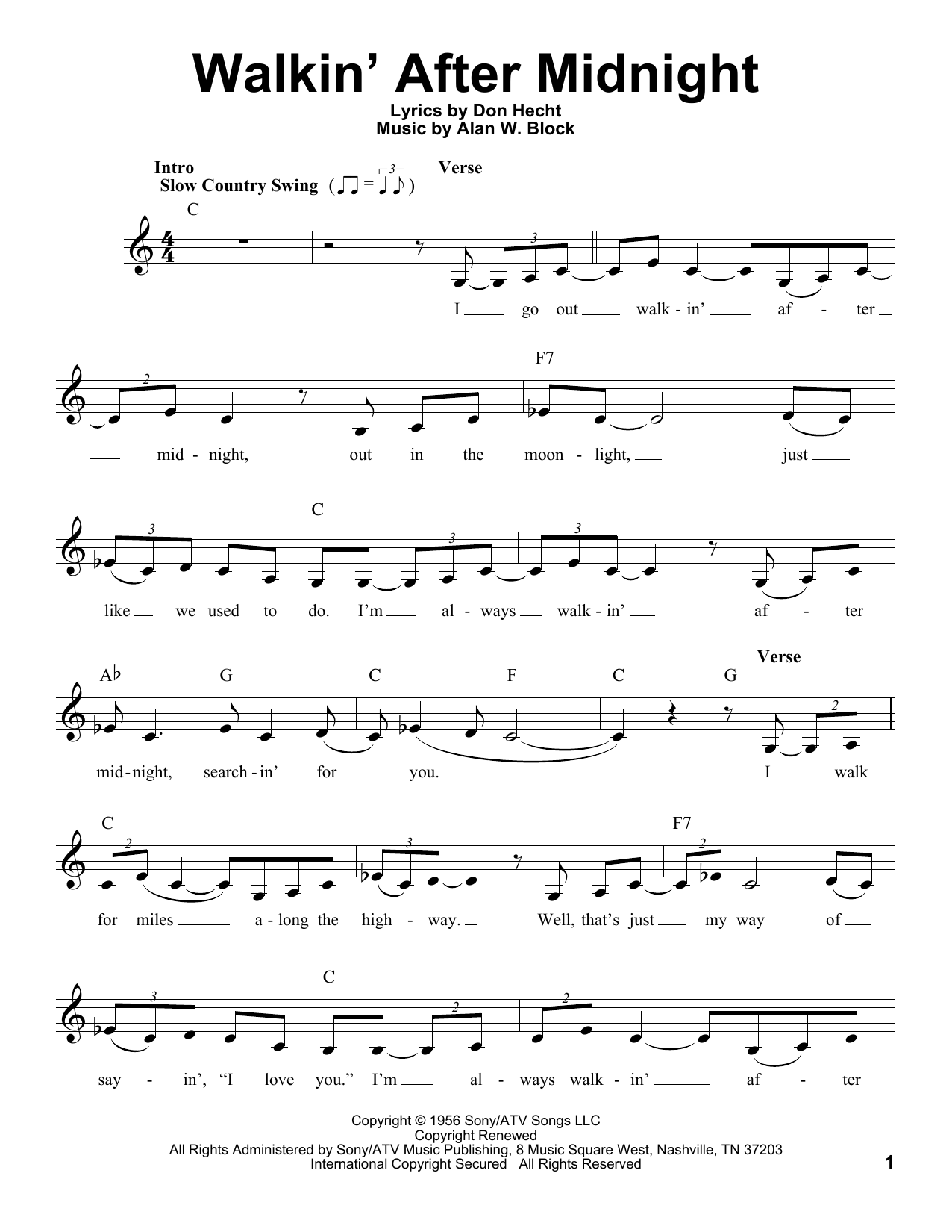Produktgalerie: Seite 1 von 1 Walkin' After Midnight, Patsy Cline, Gesang