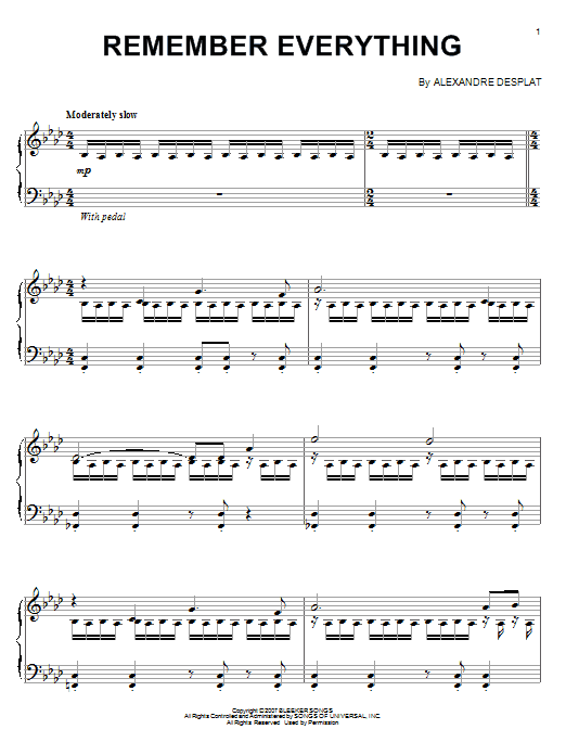 Product gallery: Page 1 of 1 Remember Everything, Alexandre Desplat