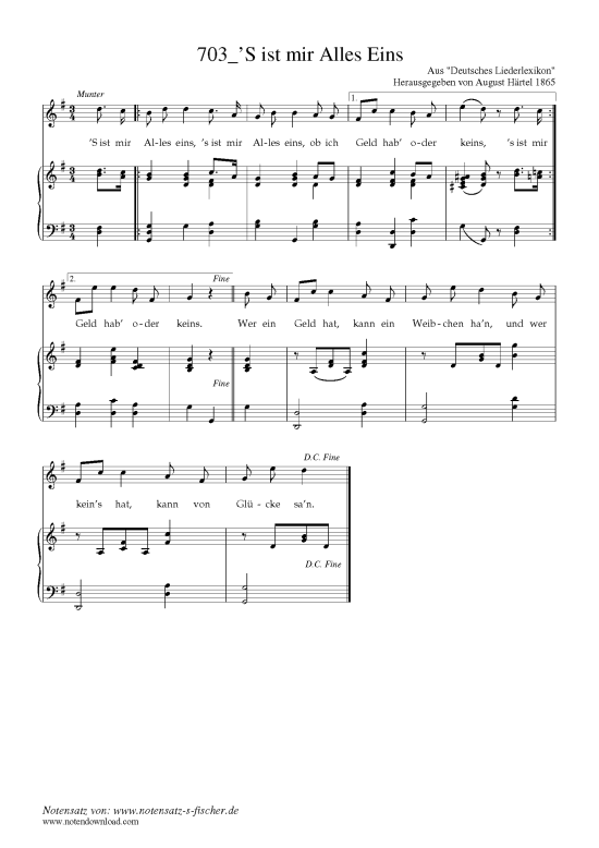 Product picture to:  ist mir Alles Eins Aus "Deutsches Liederlexikon" A. Härtel (1865)