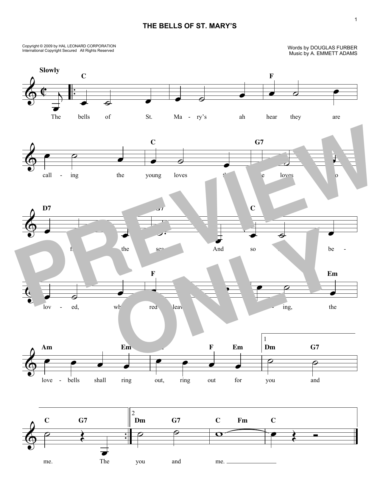 Product gallery: Page 1 of 1 The Bells Of St. Mary's, A. Emmett Adams