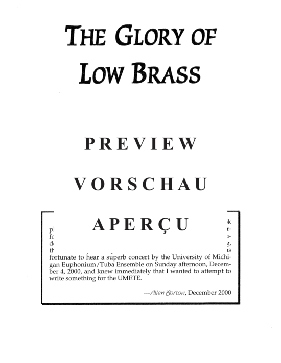 gallery: The Glory of Low Brass (Op. 253) , ,  (Tuba Ensemble EEETTTTT)