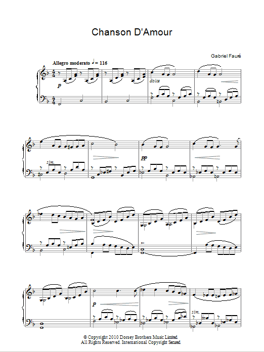 Product gallery: Page 1 of 1 Chanson D'Amour, Gabriel Faure