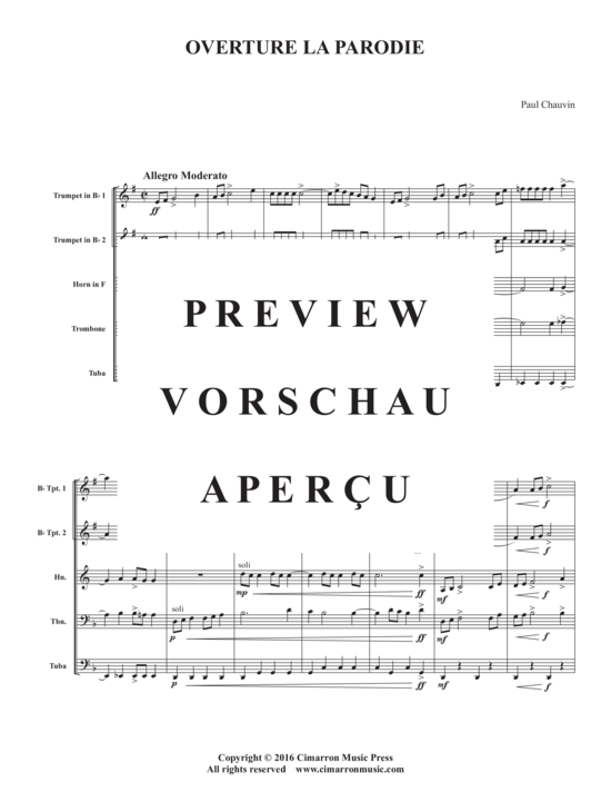 Produktgalerie: Seite 3 von 19 Overture la Parodie , , (Blechbläserquintett)