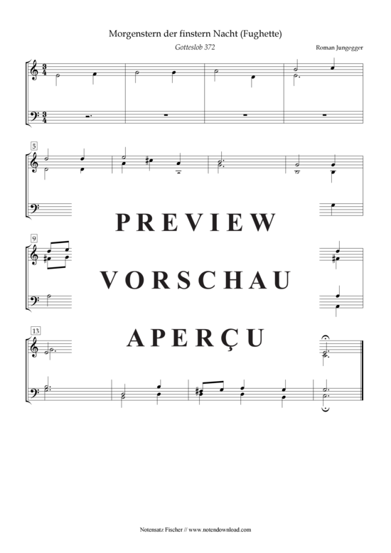 Product picture to: Morgenstern der finstern Nacht (Fughette) Dr. Roman Jungegger