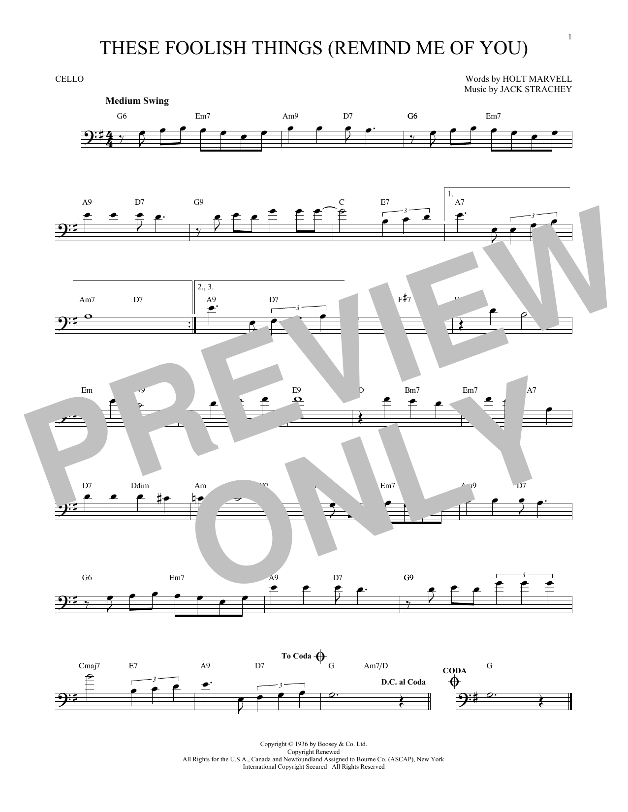 Produktgalerie: Seite 1 von 1 These Foolish Things (Remind Me Of You), Holt Marvell, Violoncello