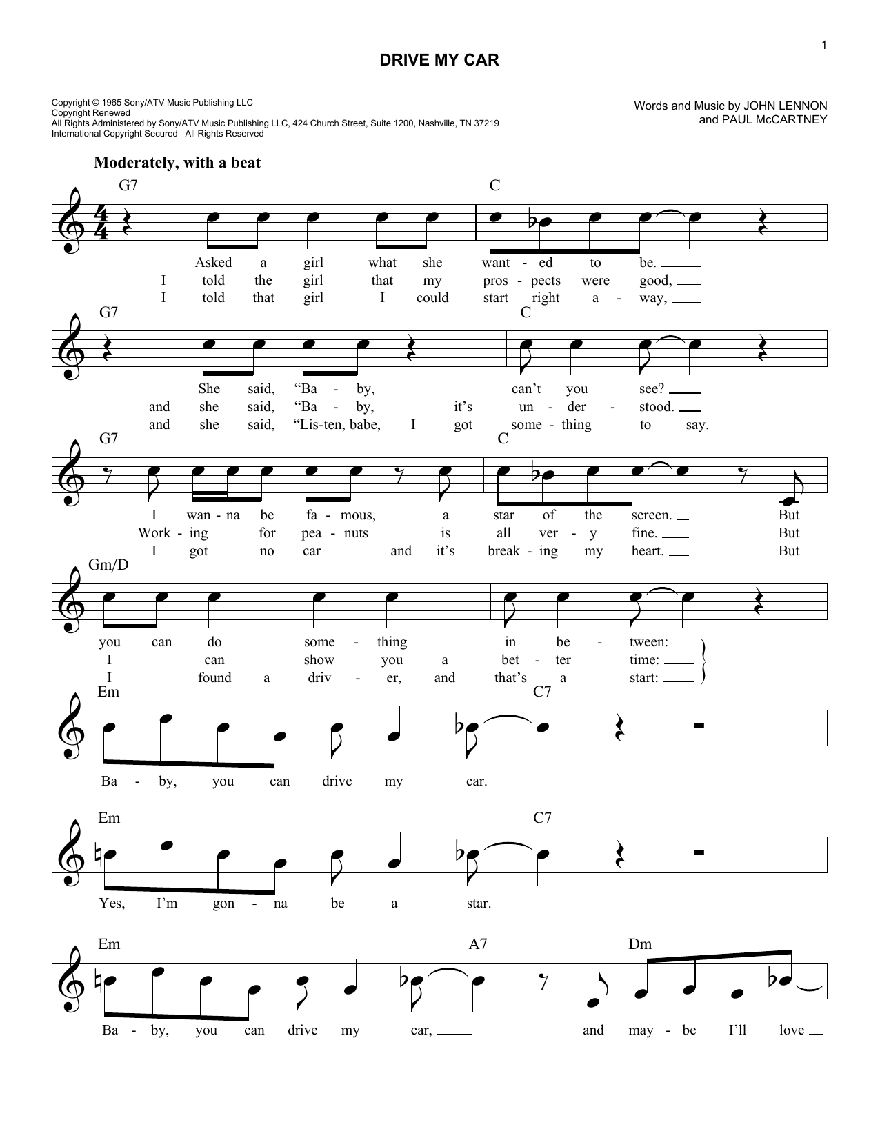 Product picture to:  Drive My Car - The Beatles